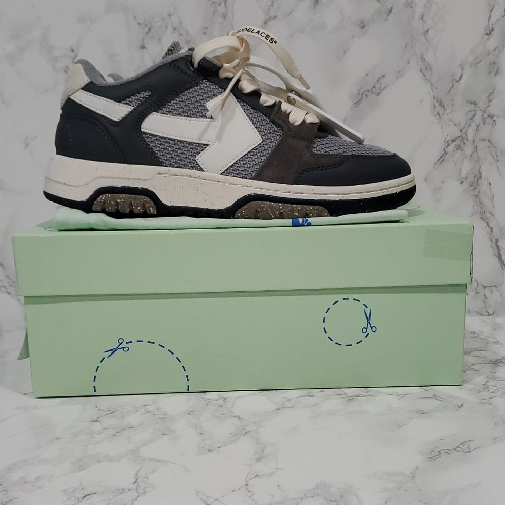 Off-White Gray and Cream Sneakers